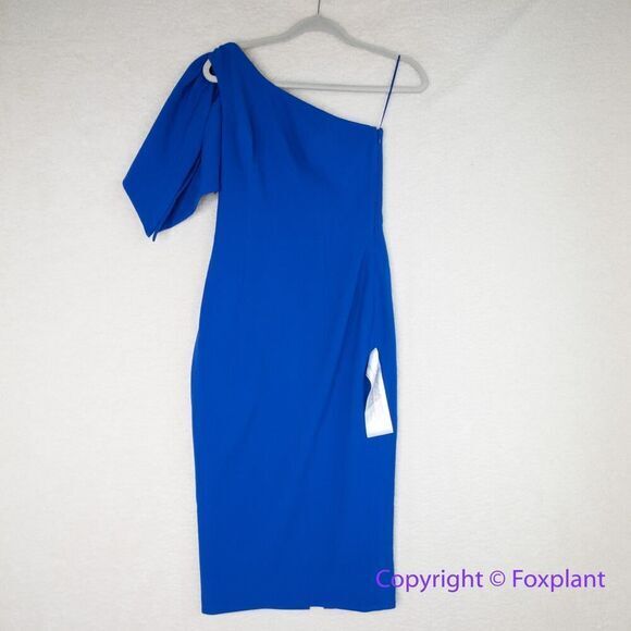 New! Dress the Population Tiffany One Shoulder Midi Dress Electric Blue, size S‎ - Picture 3 of 16